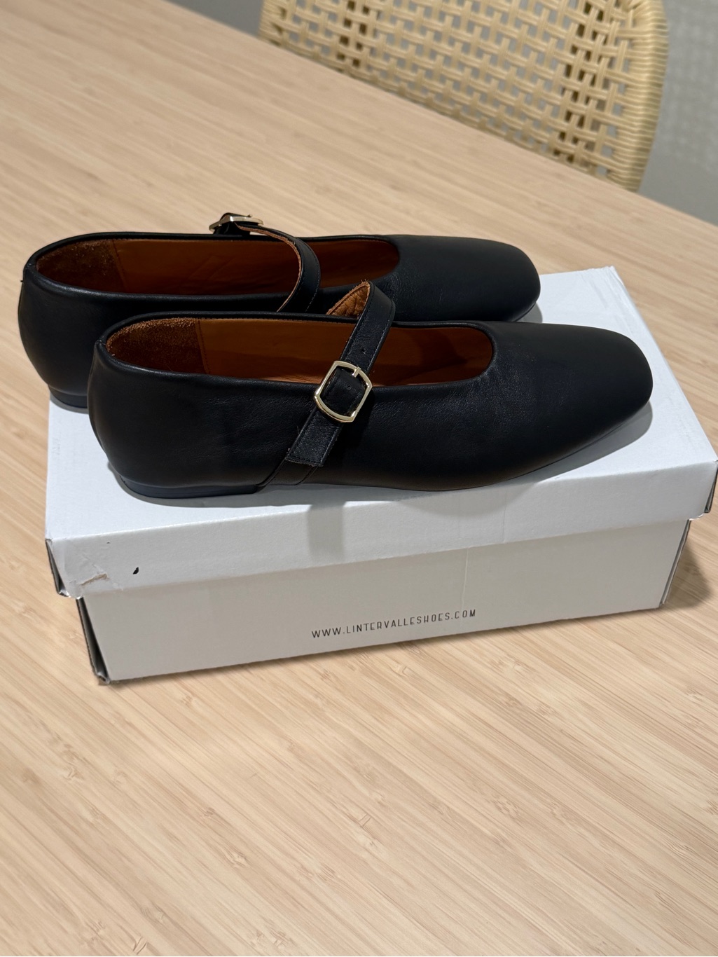 L'intervalle Black Leather Mary Jane Flats With Gold Buckle — image 3 of 4